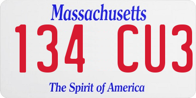 MA license plate 134CU3
