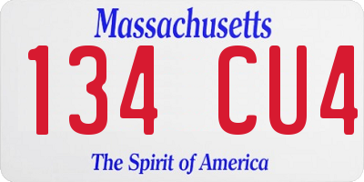 MA license plate 134CU4