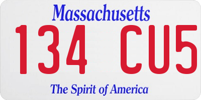 MA license plate 134CU5