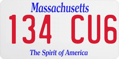 MA license plate 134CU6