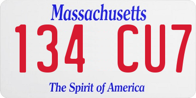 MA license plate 134CU7