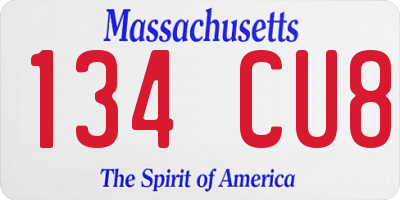 MA license plate 134CU8