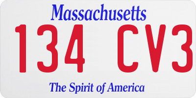 MA license plate 134CV3