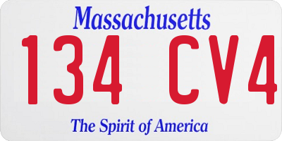 MA license plate 134CV4