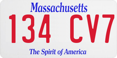 MA license plate 134CV7