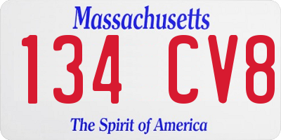 MA license plate 134CV8