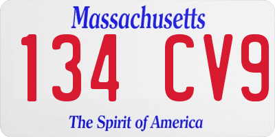 MA license plate 134CV9