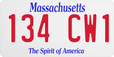 MA license plate 134CW1
