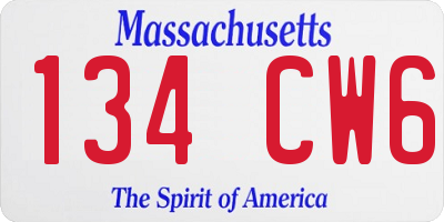 MA license plate 134CW6