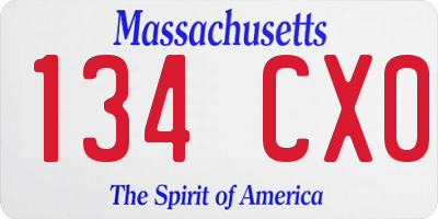MA license plate 134CX0
