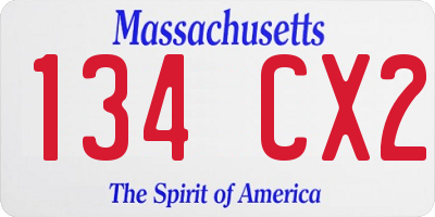 MA license plate 134CX2