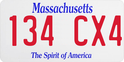 MA license plate 134CX4