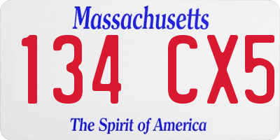 MA license plate 134CX5
