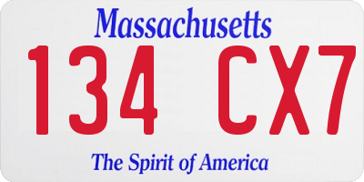 MA license plate 134CX7