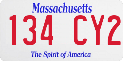 MA license plate 134CY2