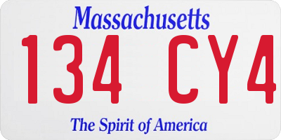 MA license plate 134CY4