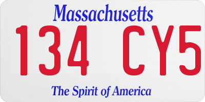 MA license plate 134CY5