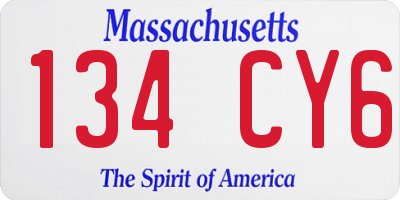 MA license plate 134CY6