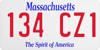 MA license plate 134CZ1