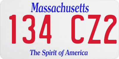 MA license plate 134CZ2