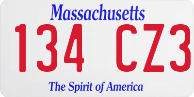 MA license plate 134CZ3