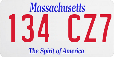 MA license plate 134CZ7