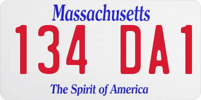 MA license plate 134DA1