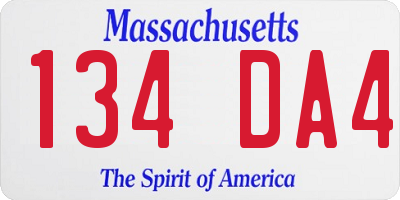 MA license plate 134DA4