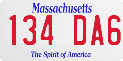 MA license plate 134DA6
