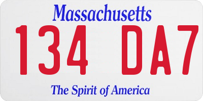 MA license plate 134DA7