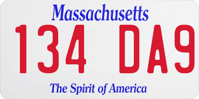 MA license plate 134DA9