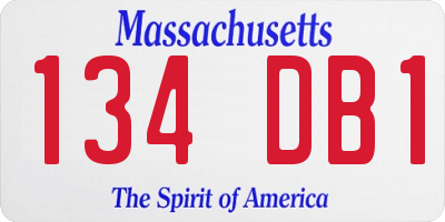 MA license plate 134DB1
