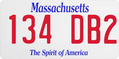 MA license plate 134DB2