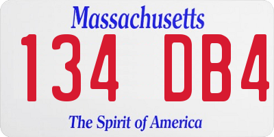 MA license plate 134DB4