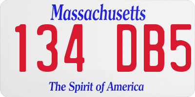 MA license plate 134DB5