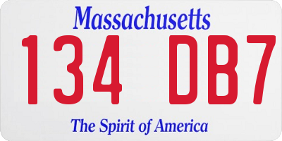 MA license plate 134DB7