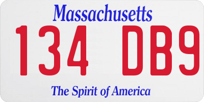 MA license plate 134DB9
