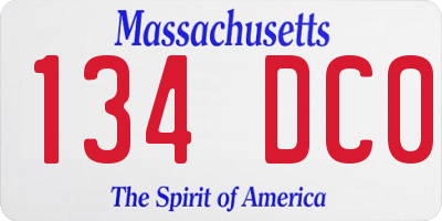 MA license plate 134DC0