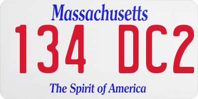 MA license plate 134DC2