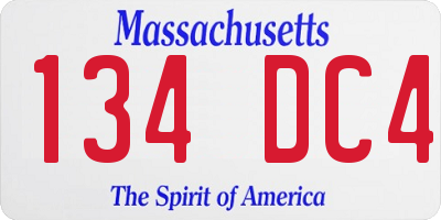 MA license plate 134DC4