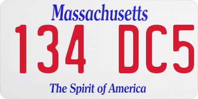 MA license plate 134DC5