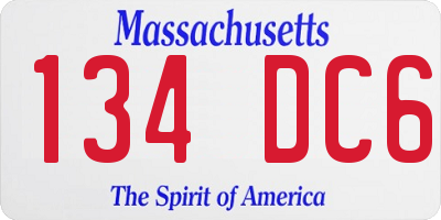 MA license plate 134DC6