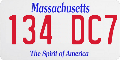 MA license plate 134DC7