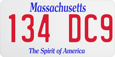 MA license plate 134DC9