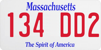 MA license plate 134DD2