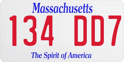 MA license plate 134DD7
