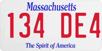 MA license plate 134DE4