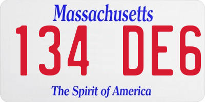 MA license plate 134DE6