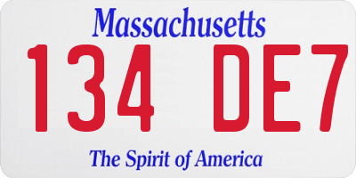 MA license plate 134DE7