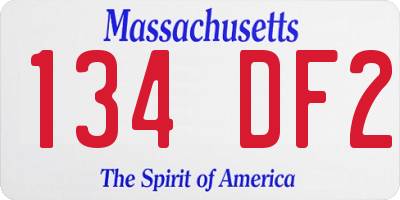 MA license plate 134DF2